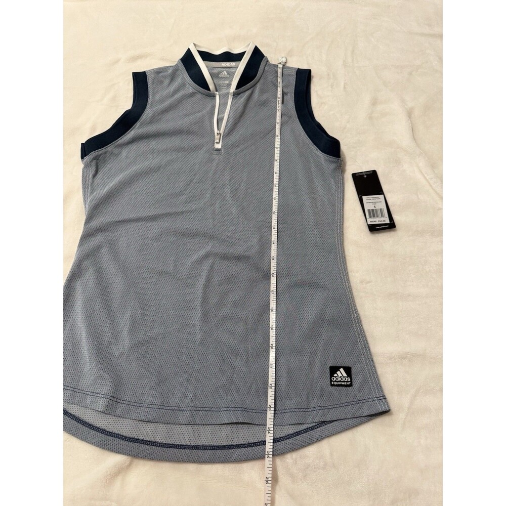 Women’s adidas Golf Sleeveless 1/4 Zip Polo Shirt Navy White Size S - Picture 3 of 11